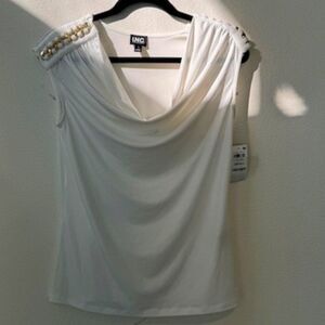 INC Women's Laced-Chain Shoulder top white NWT S